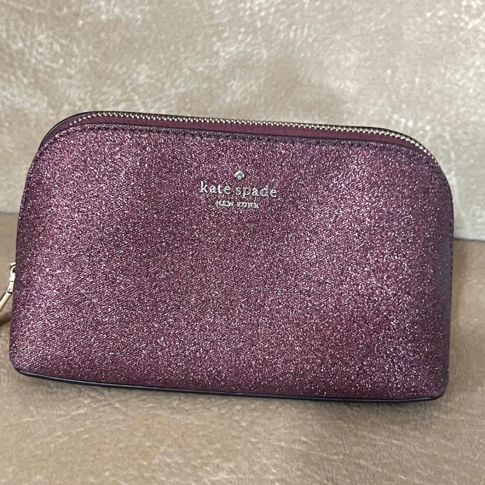 Kate Spade in Iridescent Makeup Case in Maroon
